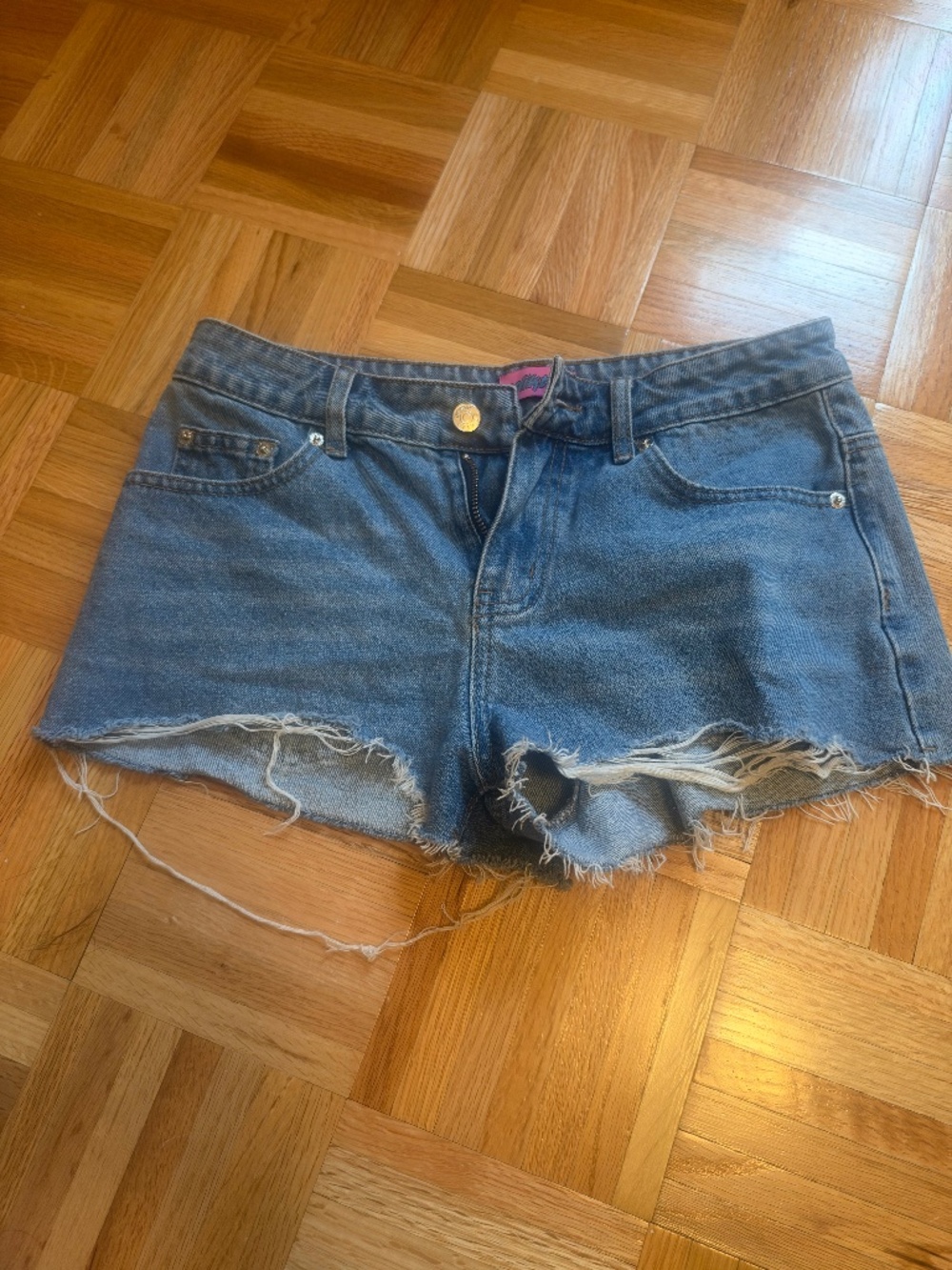 Edikted Women's Blue Denim Cutoff Jean Shorts smalll